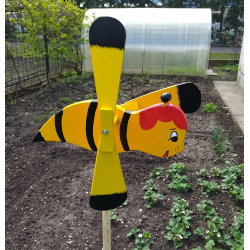 Včielka zábavná detská vrtuľa do záhradky - Dekorácia s funkciou plašiča zvierat